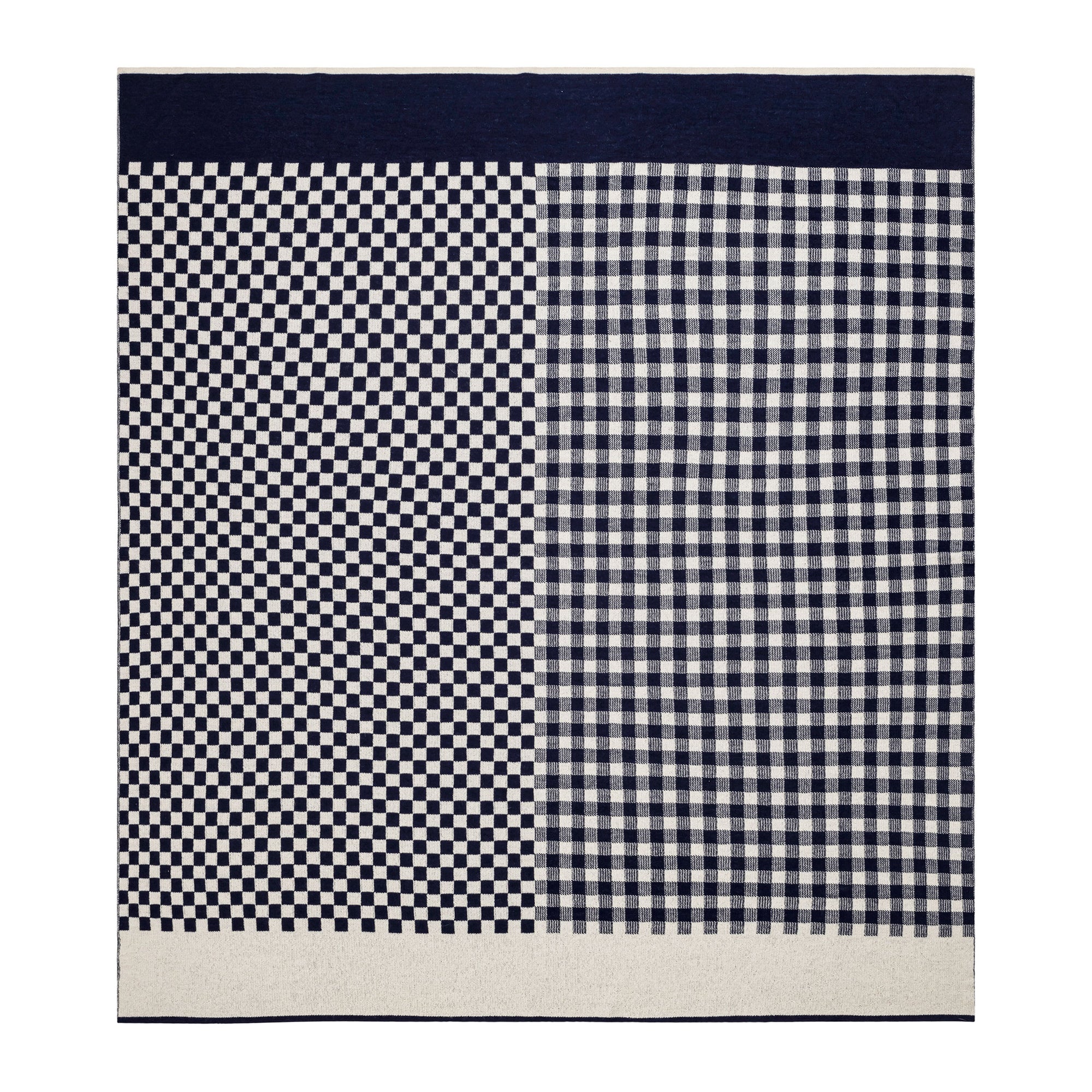 Checker-Gingham Throw in Navy / Ivory
