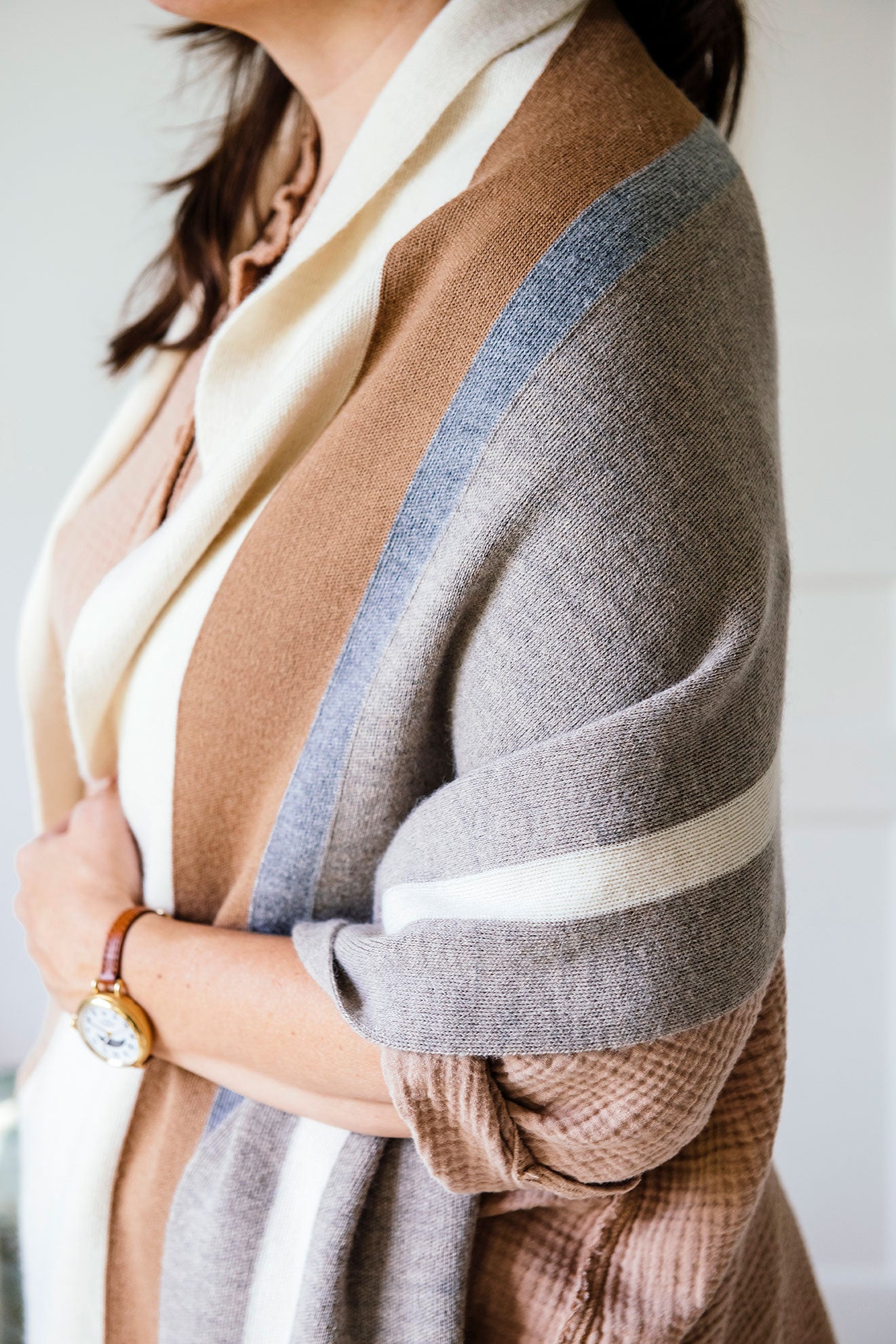 Colorfield Striped Scarf in Cream