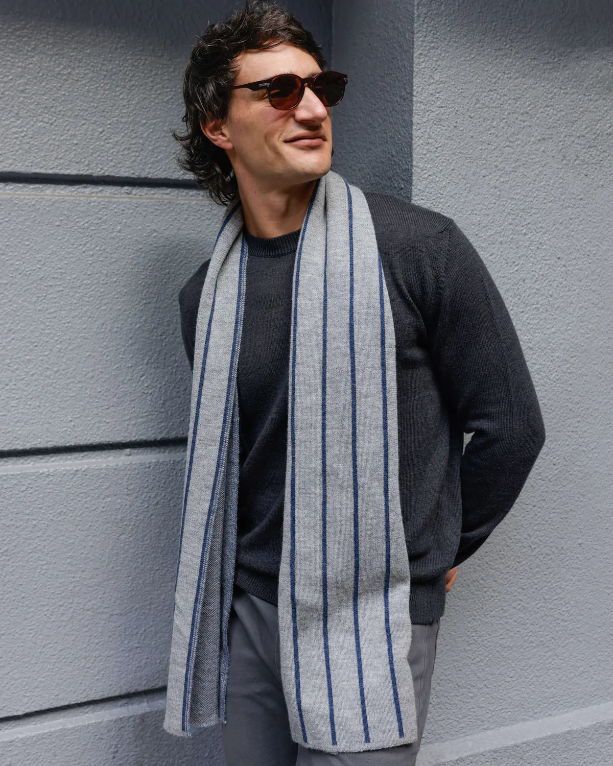 Paris West x Alex Crane — Moto Scarf in Gray/Denim