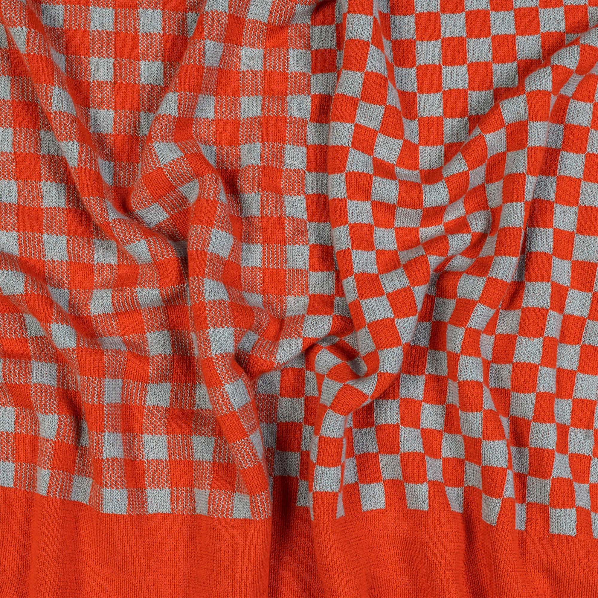 Paris West x A Decker Design — Checker-Gingham Throw in Cloud / Tangelo