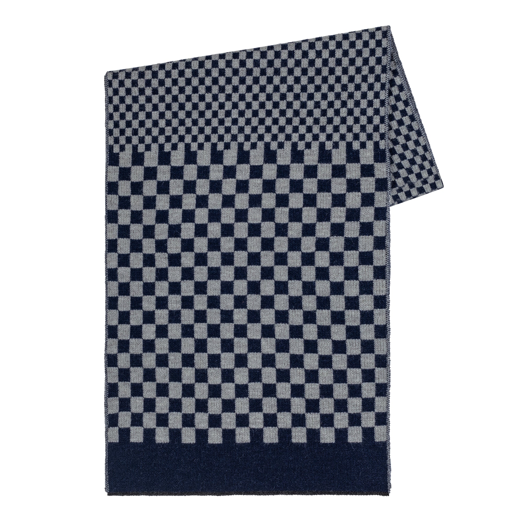 Checker Scarf in Navy / Gray