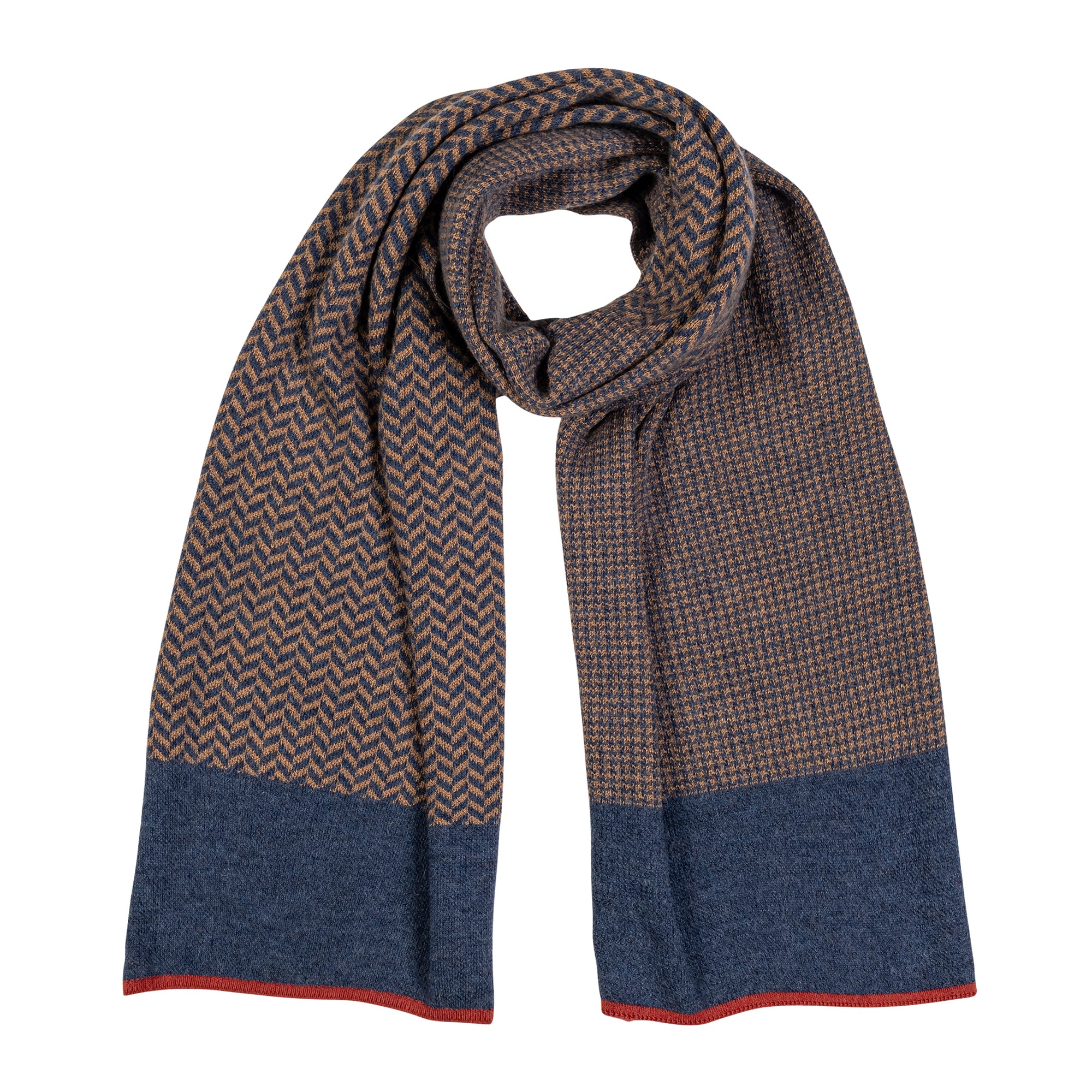 Hudson Scarf in Camel/Denim