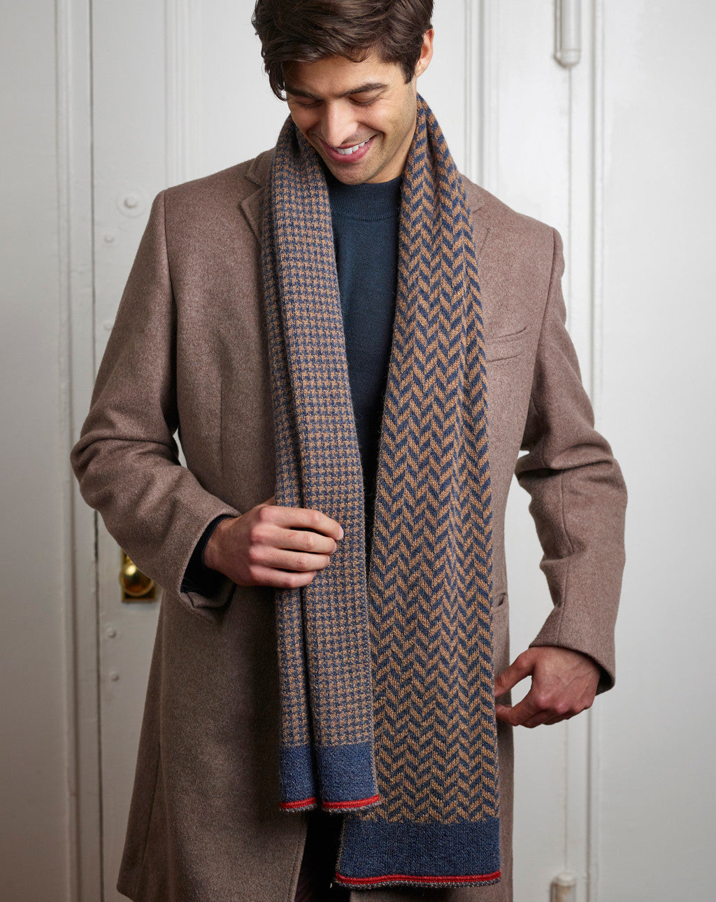 Hudson Scarf in Camel/Denim