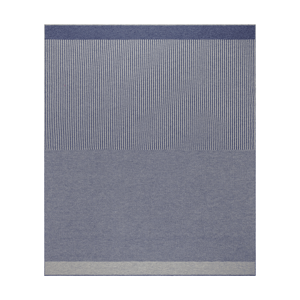 Stripes Throw Blanket in Denim / Gray