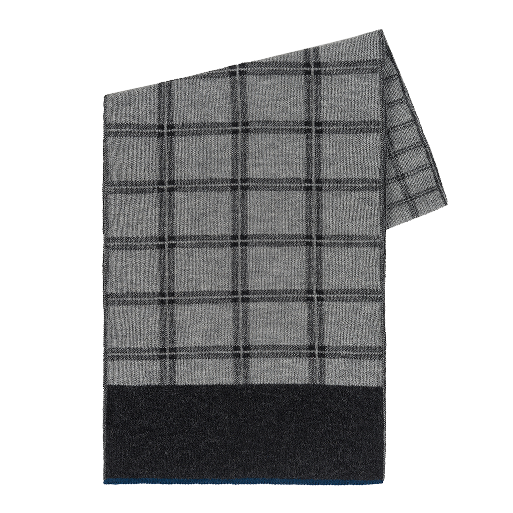 Windowpane Scarf in Charcoal/Light Gray