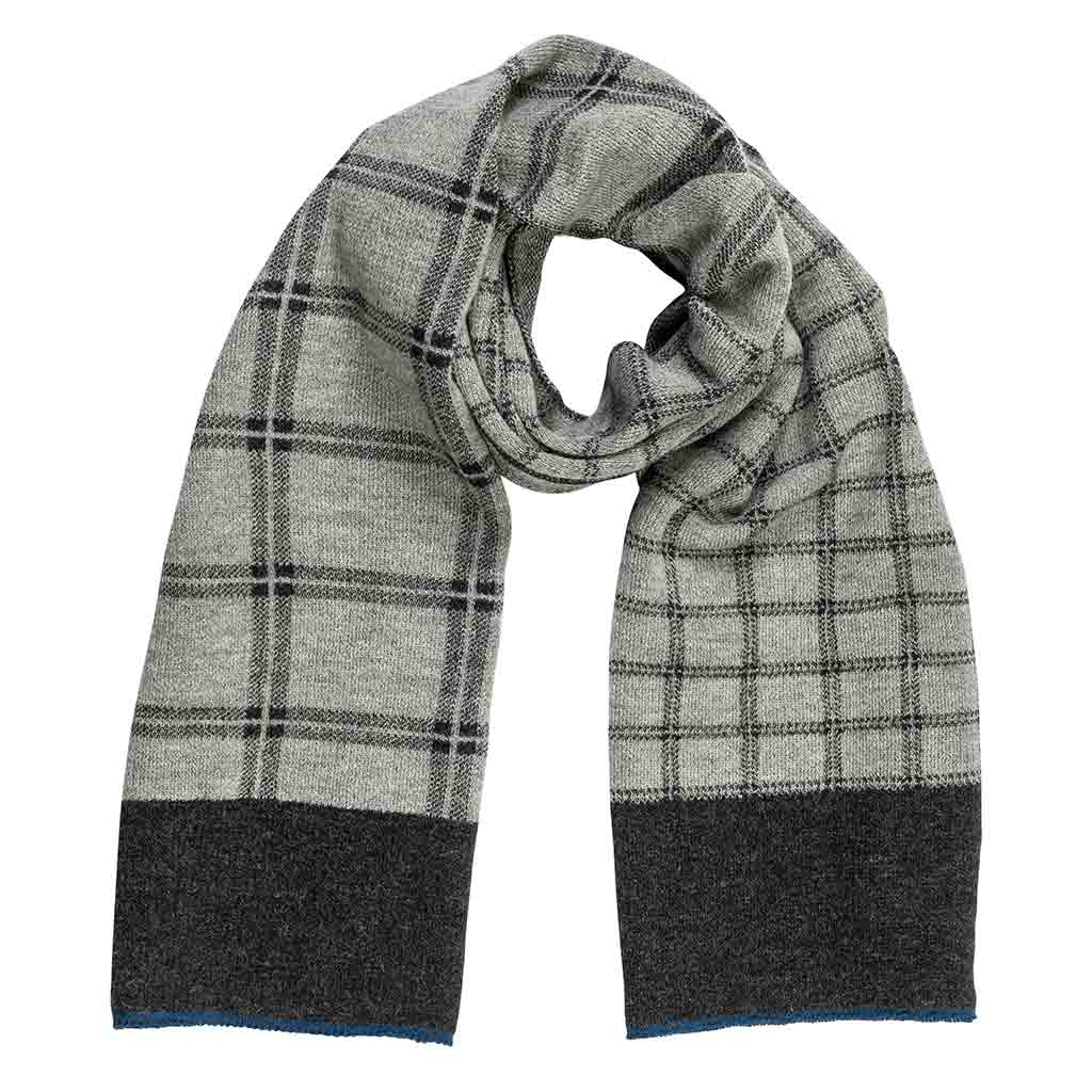 Windowpane Scarf in Charcoal/Light Gray