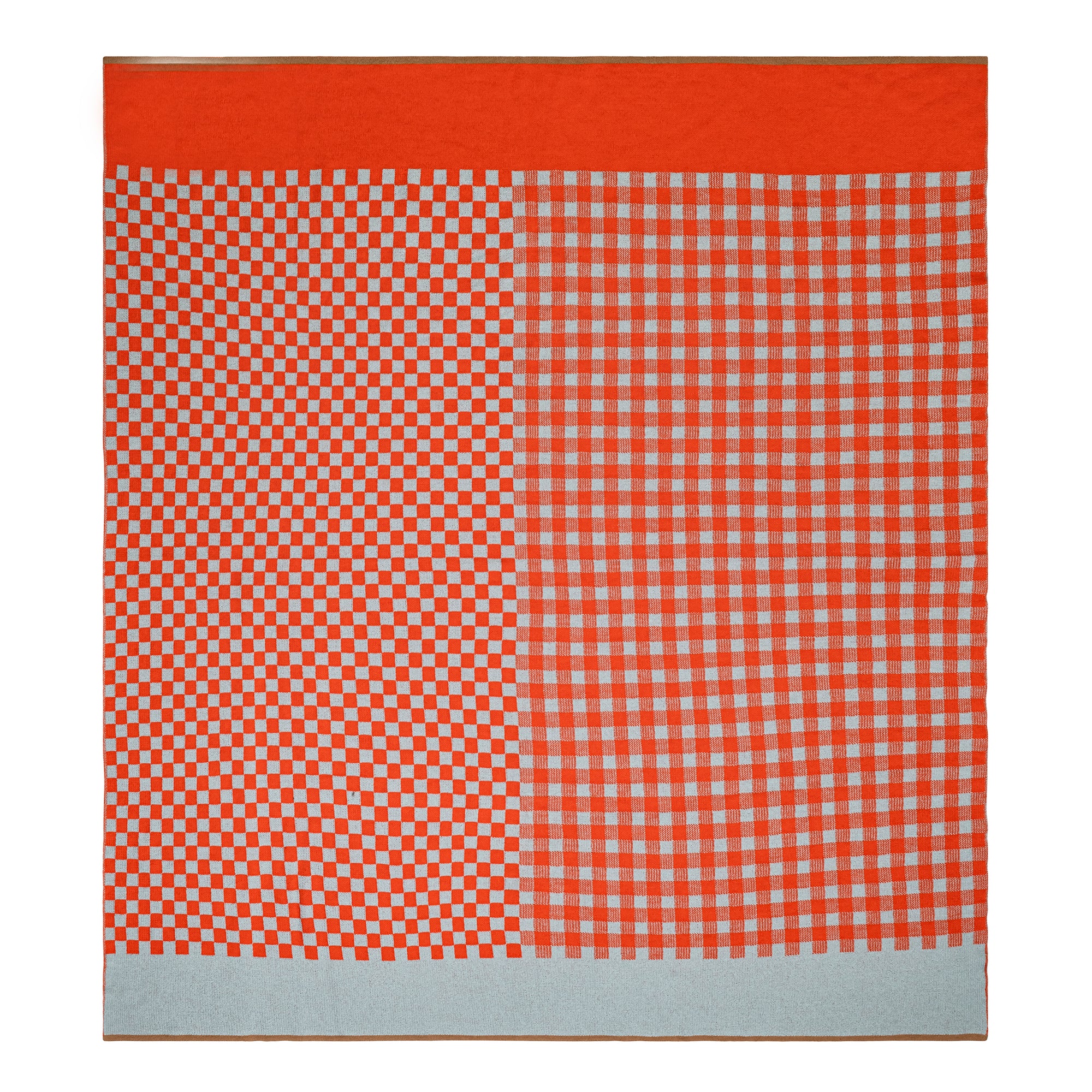 Paris West x A Decker Design — Checker-Gingham Throw in Cloud / Tangelo