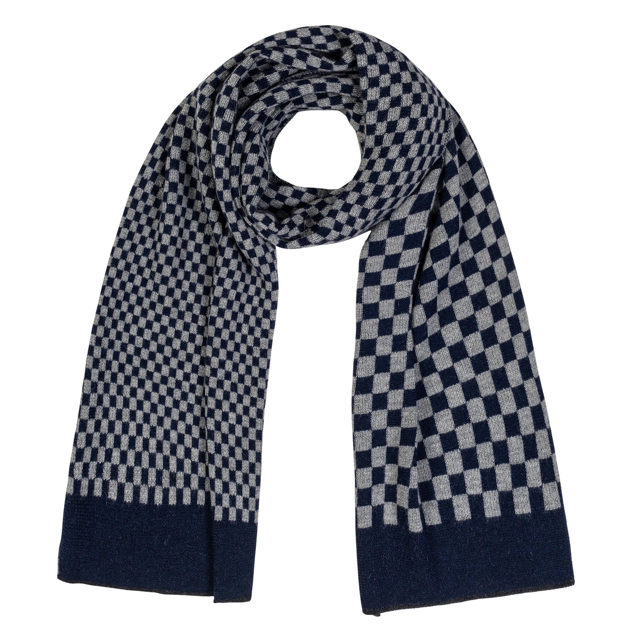 Checker Scarf in Navy / Gray