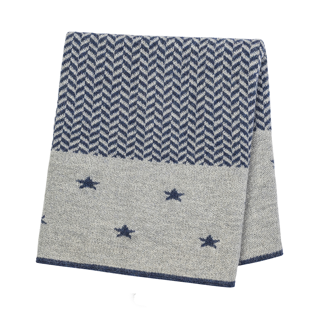 Petites Rectangle Baby Blanket in Gray/Denim