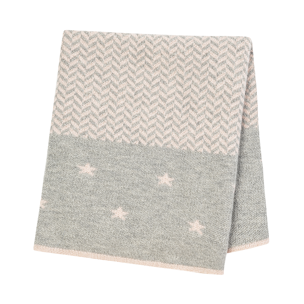 Petites Rectangle Baby Blanket in Gray/Ballet Pink