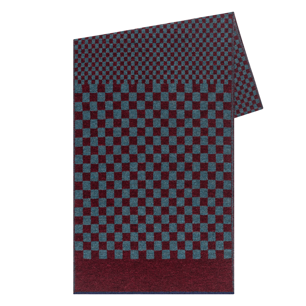 Checker Scarf in Burgundy/Teal