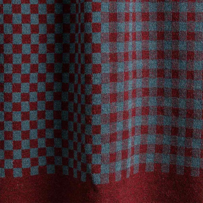 Checker-Gingham Throw in Teal / Burgundy