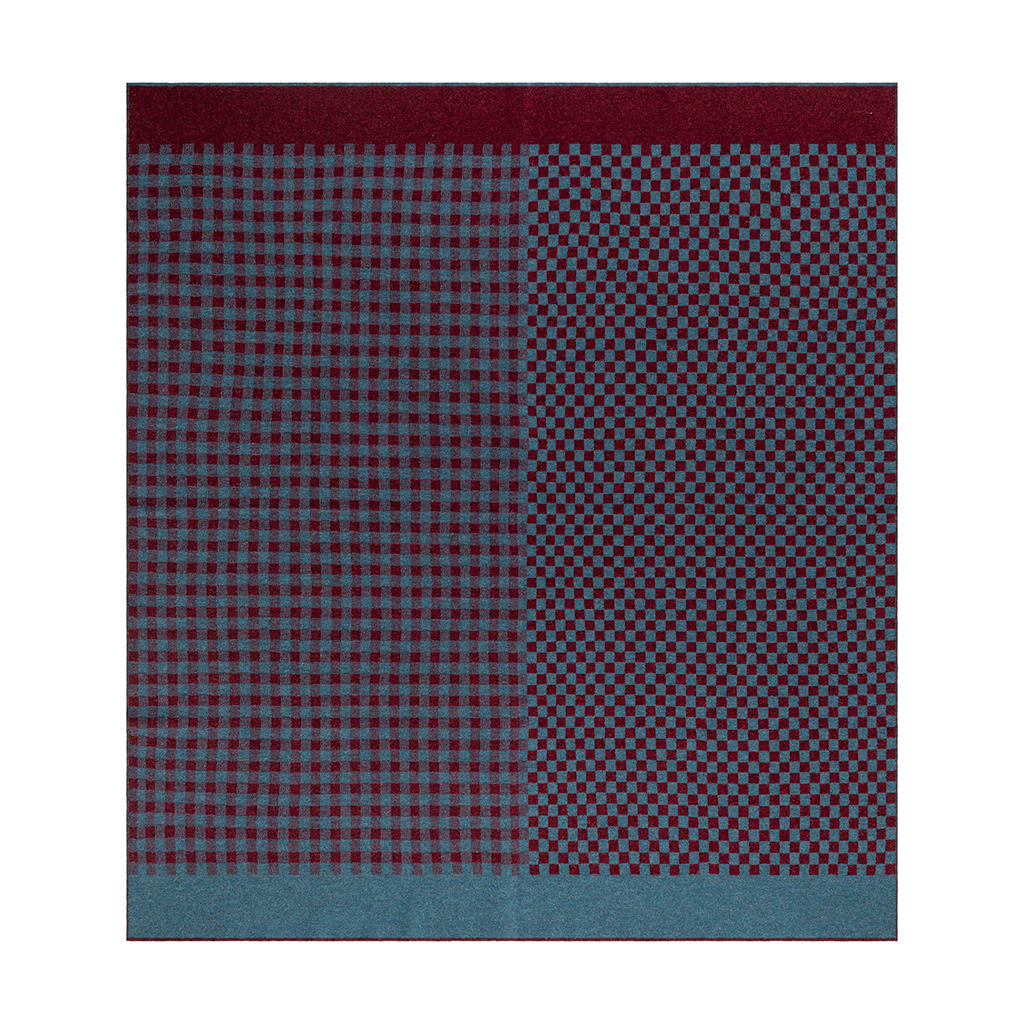 Checker-Gingham Throw in Teal / Burgundy