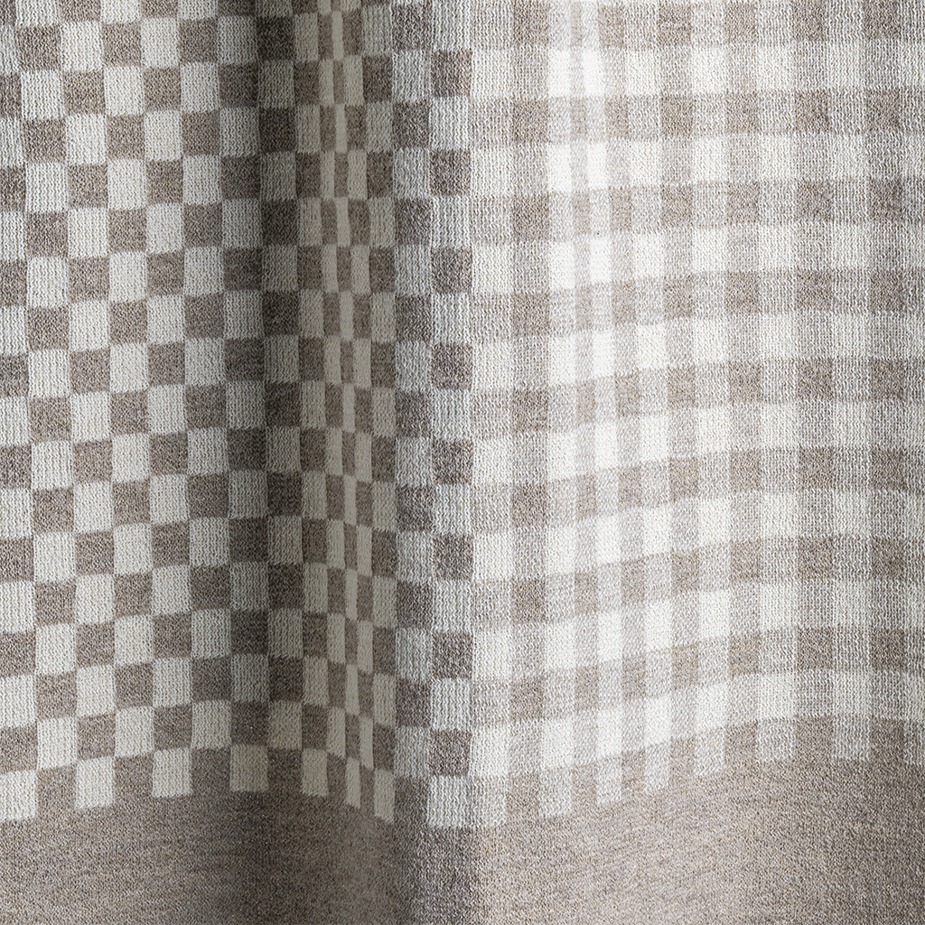 Checker-Gingham Throw in Oatmeal / Ivory