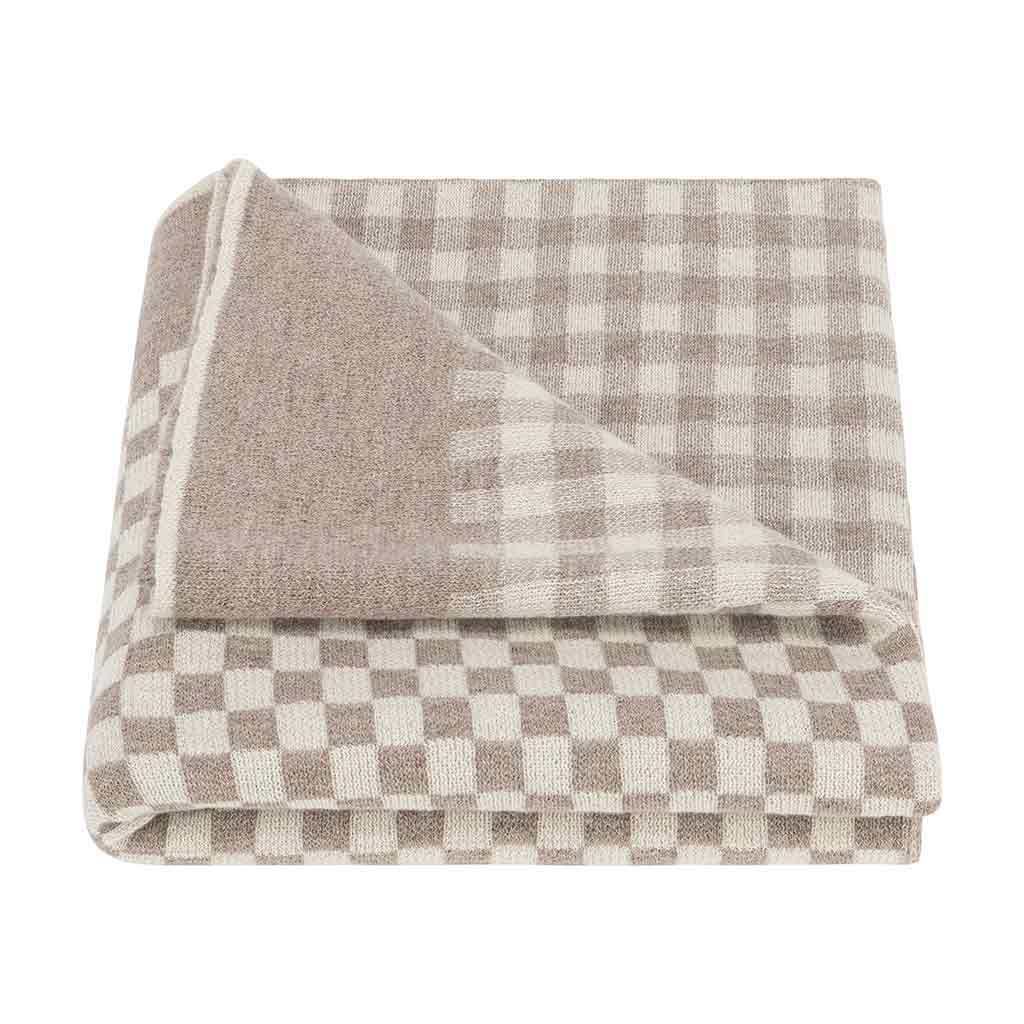 Checker-Gingham Throw in Oatmeal / Ivory