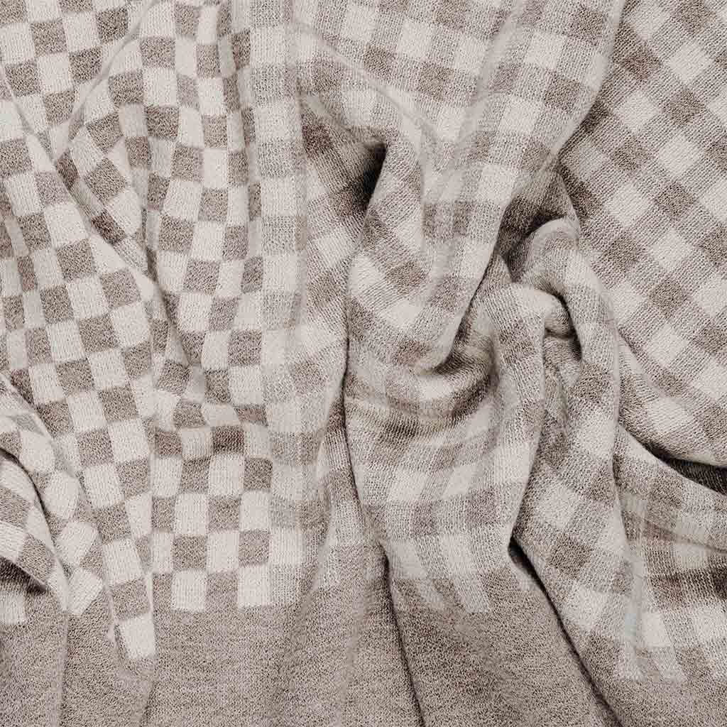Checker-Gingham Throw in Oatmeal / Ivory